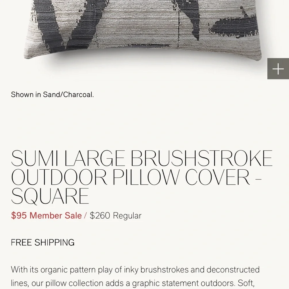 Restoration Hardware-Outdoor pillow covers Bella-Dura Sumi set of (4)